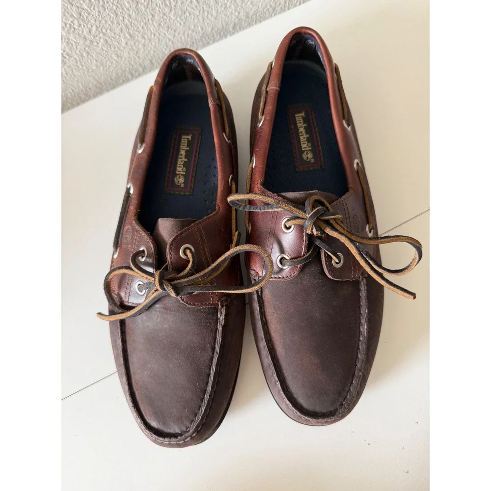 Timberland Mens Brown Leather Boat Shoes Loafers Size 10M